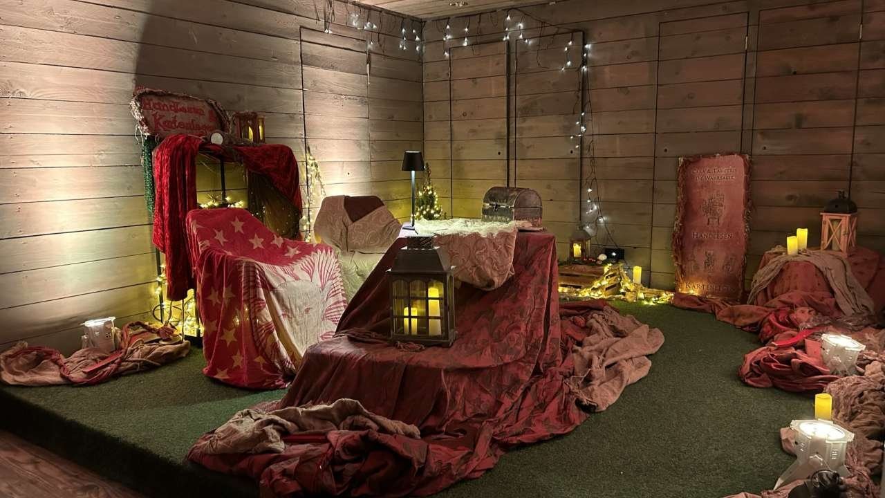 Christmas decorated corner in warm light